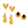 Wholesale Jewelry 316L Stainless Steel Black Agate Electroplated 18K Real Gold Heart And Geometric Style Earrings