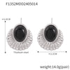 Wholesale Jewelry 316L Stainless Steel Black Agate Electroplated 18K Real Gold Heart And Geometric Style Earrings