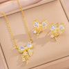Wholesale Jewelry Titanium Steel Bow Zircon Clavicle Chain Necklace