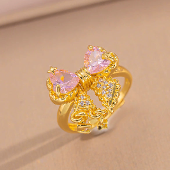 Wholesale Jewelry Titanium Steel Bow Zircon Clavicle Chain Necklace