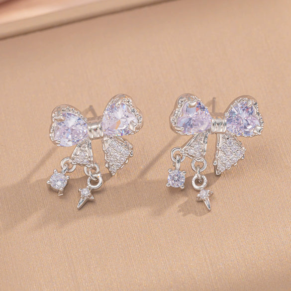 Wholesale Jewelry Titanium Steel Bow Zircon Clavicle Chain Necklace
