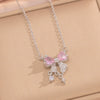 Wholesale Jewelry Titanium Steel Bow Zircon Clavicle Chain Necklace