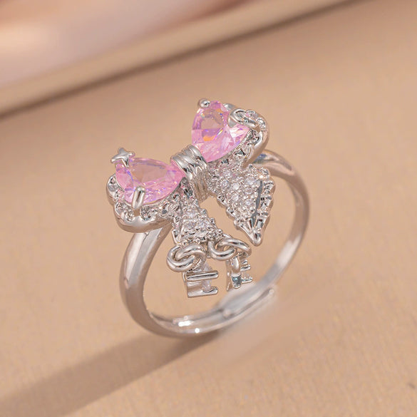 Wholesale Jewelry Titanium Steel Bow Zircon Clavicle Chain Necklace