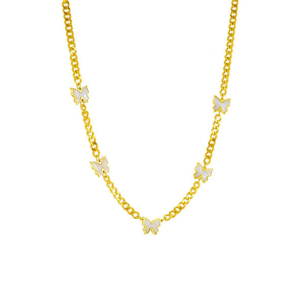 Wholesale Jewelry Titanium Steel Butterfly Chain Necklace Electroplated Animal Style
