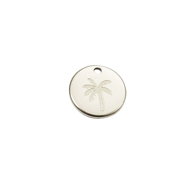 Wholesale Jewelry Titanium Steel Coconut Tree Pendant With Furnace Real Gold Electroplating Corrosion