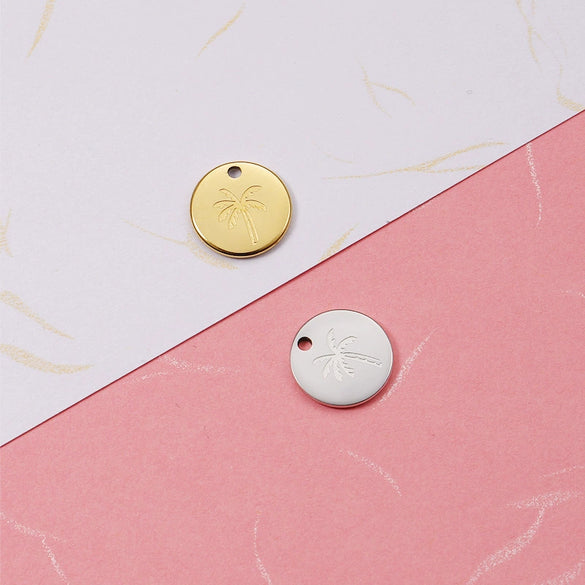 Wholesale Jewelry Titanium Steel Coconut Tree Pendant With Furnace Real Gold Electroplating Corrosion