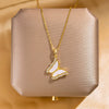 Wholesale Jewelry Titanium Steel Copper Animal Butterfly Diamond Necklace