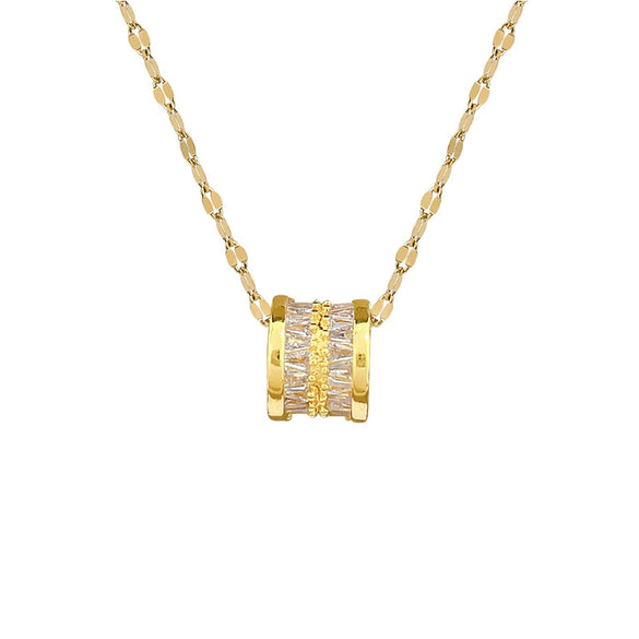 Wholesale Jewelry Titanium Steel Copper Doublering Buckle Necklace With Geometric Pattern Electroplating For Women