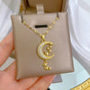 Wholesale Jewelry Titanium Steel Copper Geometric Moon Star Tassel Necklace Unisex