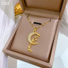Wholesale Jewelry Titanium Steel Copper Geometric Moon Star Tassel Necklace Unisex