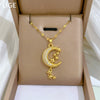 Wholesale Jewelry Titanium Steel Copper Geometric Moon Star Tassel Necklace Unisex