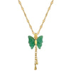 Wholesale Jewelry Titanium Steel Copper Goldplated Geometric Butterfly Pendant With Real Gold Chalcedony And Diamond Design For Women