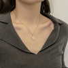 Wholesale Jewelry Titanium Steel Copper Opal Flower Pendant Necklace With Electroplating And Geometric Design For Women