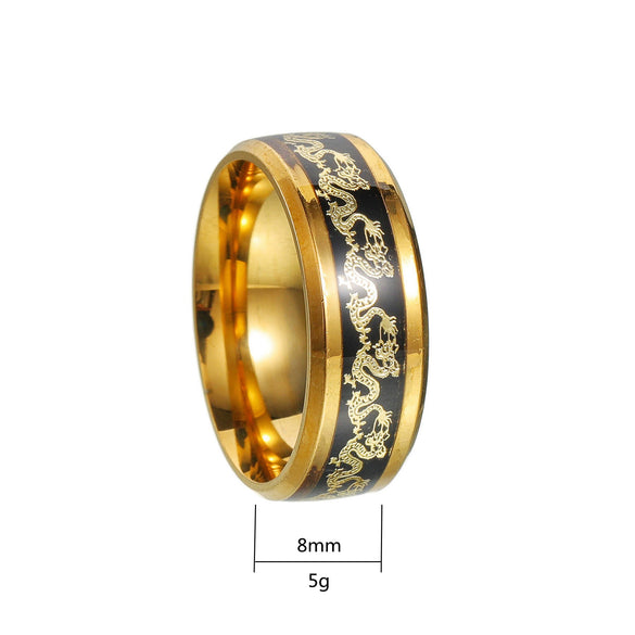 Wholesale Jewelry Titanium Steel Couple Ring With Animal Zodiac Pattern Electroplated