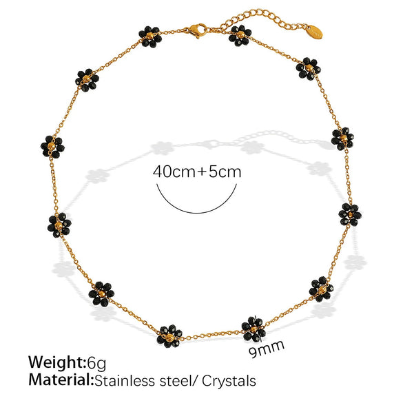 Wholesale Jewelry 316L Stainless Steel Crystal Flower Handmade Chain Necklace For Women
