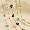 Wholesale Jewelry 316L Stainless Steel Crystal Flower Handmade Chain Necklace For Women