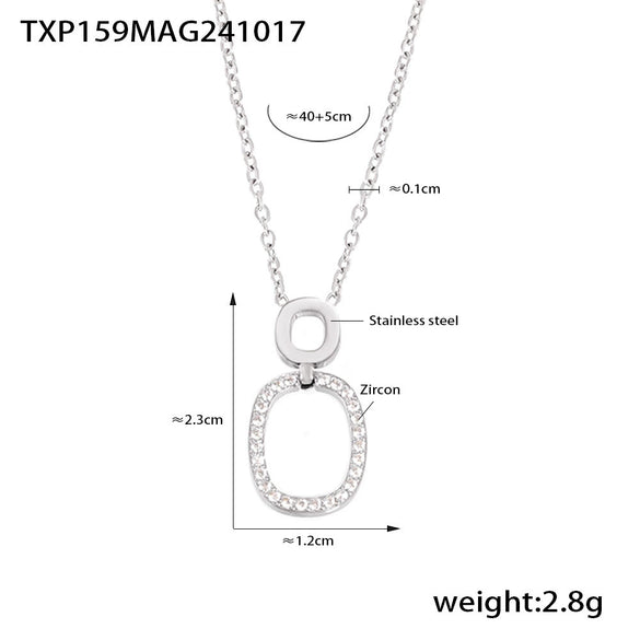 Wholesale Jewelry 316L Stainless Steel Double Ring Small Round Design Sense Necklace Bracelet Suit Electroplated For Women With Personality And Geometric Style