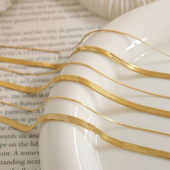 Wholesale Jewelry Titanium Steel Doublelayer Blade Chain Geometric Style 18K Gold Plated Necklace For Women
