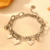 Wholesale Jewelry Titanium Steel Doublelayer Peach Heart Bracelet For Women Cartoon Style Electroplated