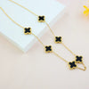 Wholesale Jewelry Titanium Steel Doublesided Flower Clover Fritillary Gold Inlaid Pendant Necklace For Women