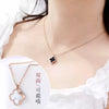 Wholesale Jewelry Titanium Steel Doublesided Flower Clover Fritillary Gold Inlaid Pendant Necklace For Women