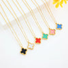 Wholesale Jewelry Titanium Steel Doublesided Flower Clover Fritillary Gold Inlaid Pendant Necklace For Women