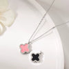 Wholesale Jewelry Titanium Steel Doublesided Flower Clover Fritillary Gold Inlaid Pendant Necklace For Women