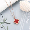 Wholesale Jewelry Titanium Steel Doublesided Flower Clover Fritillary Gold Inlaid Pendant Necklace For Women