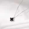 Wholesale Jewelry Titanium Steel Doublesided Flower Clover Fritillary Gold Inlaid Pendant Necklace For Women