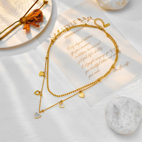 Wholesale Jewelry Titanium Steel Electroplating Peach Heart Clavicle Chain Necklace