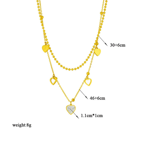 Wholesale Jewelry Titanium Steel Electroplating Peach Heart Clavicle Chain Necklace