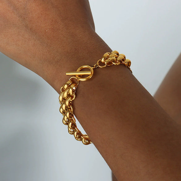 Wholesale Jewelry Titanium Steel Exaggerated Geometric Style Electroplating Bracelet Necklace