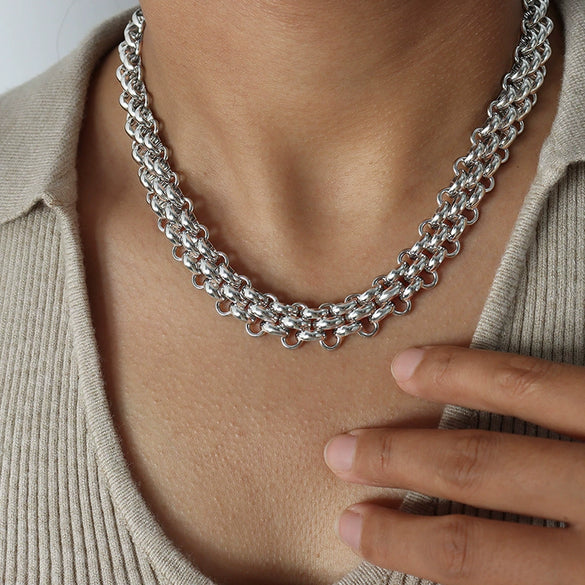 Wholesale Jewelry Titanium Steel Exaggerated Geometric Style Electroplating Bracelet Necklace