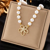 Wholesale Jewelry Titanium Steel Flower Beaded Handwoven Necklace With Electroplating Treatment