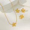 Wholesale Jewelry Titanium Steel Flower Electroplated O Shaped Chain Pendant Necklace For Women