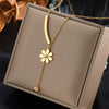 Wholesale Jewelry Titanium Steel Flower Tassel Gold Bead Pendant Necklace With Electroplating