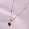 Wholesale Jewelry Titanium Steel Four Leaf Clover Clavicle Chain With Mixed Gemstone Inlay And Geometric Pattern And Electroplating Treatment For Women