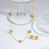 Wholesale Jewelry Titanium Steel Fourleaf Flower Light Luxury Electroplating Earrings And Necklace Set For Women