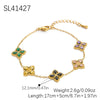 Wholesale Jewelry Titanium Steel Fourleaf Flower Light Luxury Electroplating Earrings And Necklace Set For Women