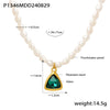 Wholesale Jewelry Titanium Steel Freshwater Pearl Angular Pendant Necklace Bracelet Electroplated Palace Style For Women