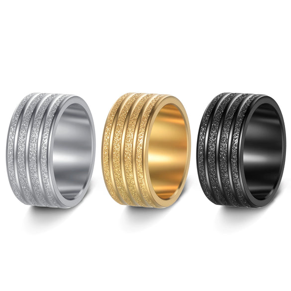Wholesale Jewelry Titanium Steel Frosted Ring With Letters Numbers Text Electroplating Unisex Men's