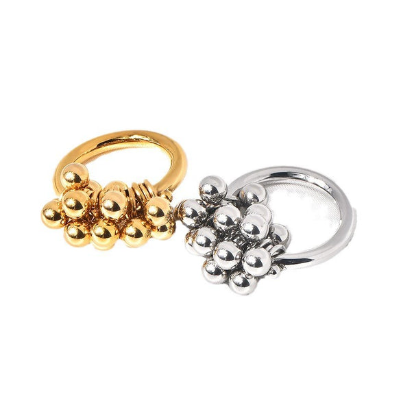 Wholesale Jewelry Titanium Steel Geometric Ball Grape Bunch Style Electroplated Ring Bracelet For Female