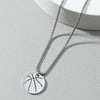 Wholesale Jewelry Titanium Steel Geometric Basketball Pendant Necklace With Pearl Chain And Electroplating