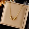 Wholesale Jewelry Titanium Steel Geometric Beaded Chain Necklace With Electroplating