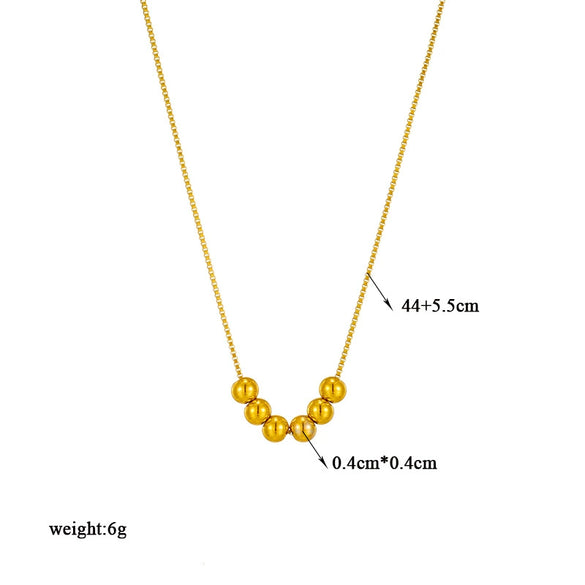 Wholesale Jewelry Titanium Steel Geometric Beaded Chain Necklace With Electroplating