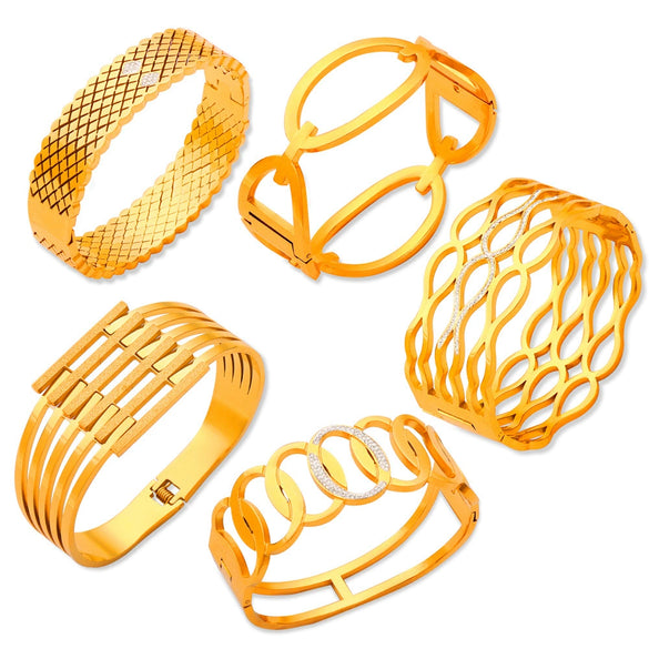 Wholesale Jewelry 316L Stainless Steel Geometric Bracelet Gold Plated