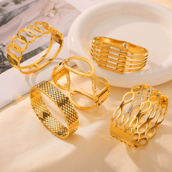 Wholesale Jewelry 316L Stainless Steel Geometric Bracelet Gold Plated