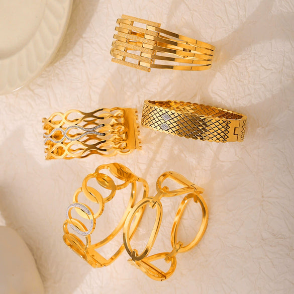 Wholesale Jewelry 316L Stainless Steel Geometric Bracelet Gold Plated