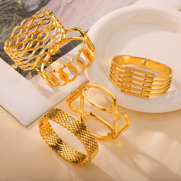 Wholesale Jewelry 316L Stainless Steel Geometric Bracelet Gold Plated