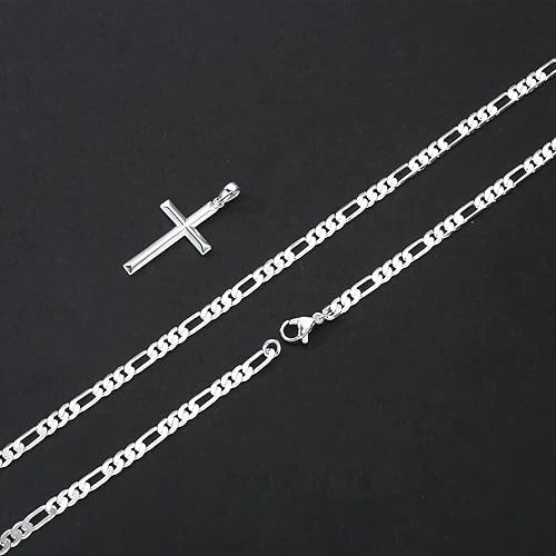 Wholesale Jewelry Titanium Steel Geometric Cross Electroplated Cuban Chain Pendant Necklace Unisex